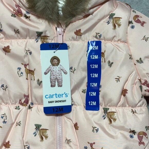 Carters Baby Girl 12 months Pram Pink Snowsuit Bunting - Picture 3 of 4